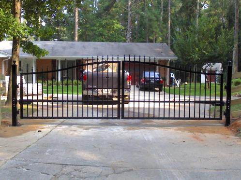 Steel gate with opener